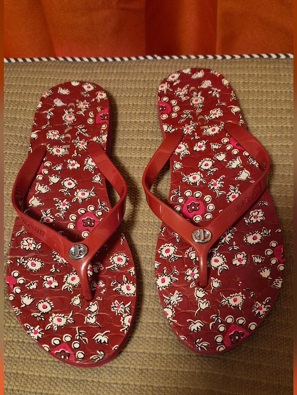 Coach Red Floral Sandals